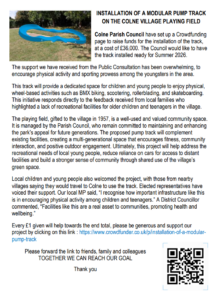 INSTALLATION OF A MODULAR PUMP TRACK ON THE COLNE VILLAGE PLAYING FIELD